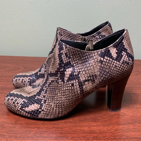 Geox Respira | Snakeskin Print Italian Leather Booties - EU 38 - Picture 3 of 10